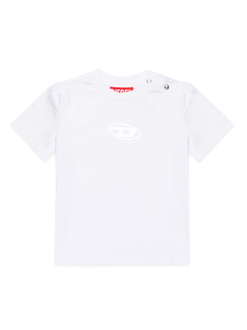 Diesel Kids Oval D 印花棉T恤 - 白色