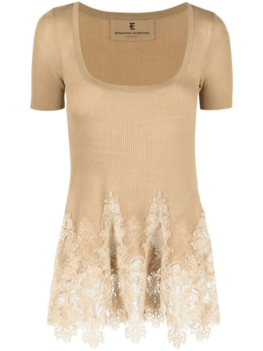 Ermanno Scervino 蕾丝细节针织罩衫 - 中性色