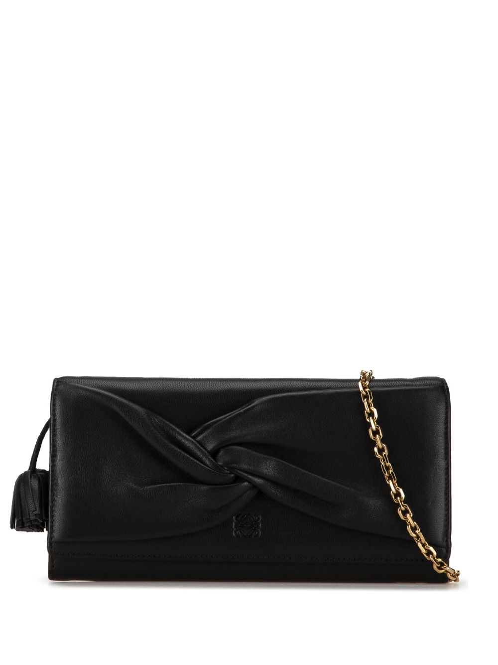 Loewe Pre-Owned Nappa Bow 搭链斜挎钱包（2010-2023年典藏款） - 黑色