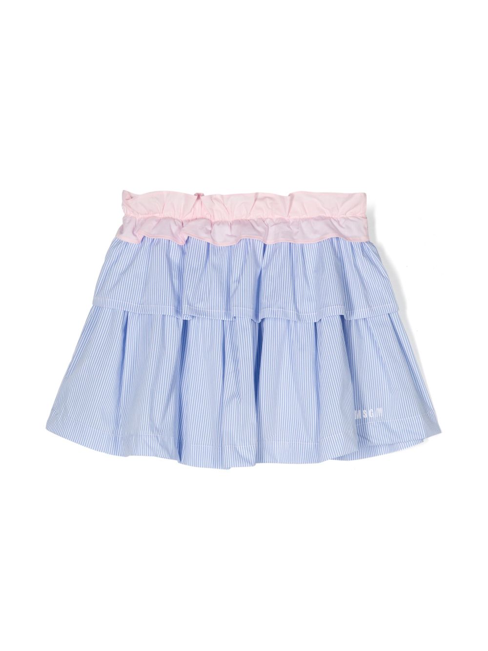MSGM Kids 条纹府绸半身裙 - 蓝色