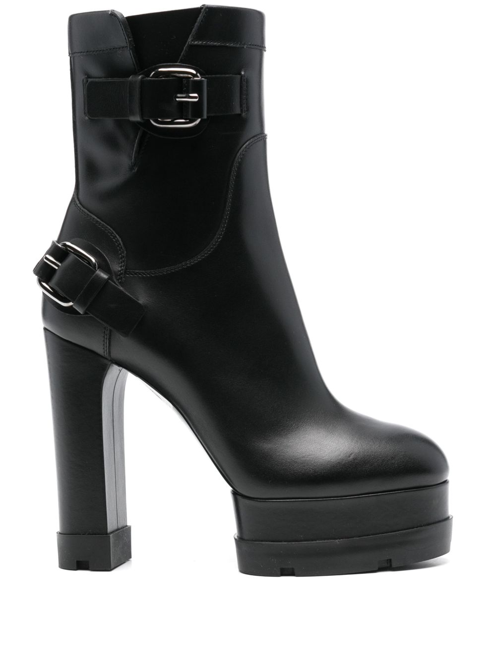 Casadei 高跟皮质及踝靴（13厘米） - 黑色