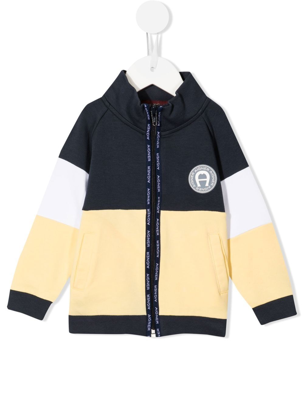 Aigner Kids 正面拉链logo卫衣 - 蓝色