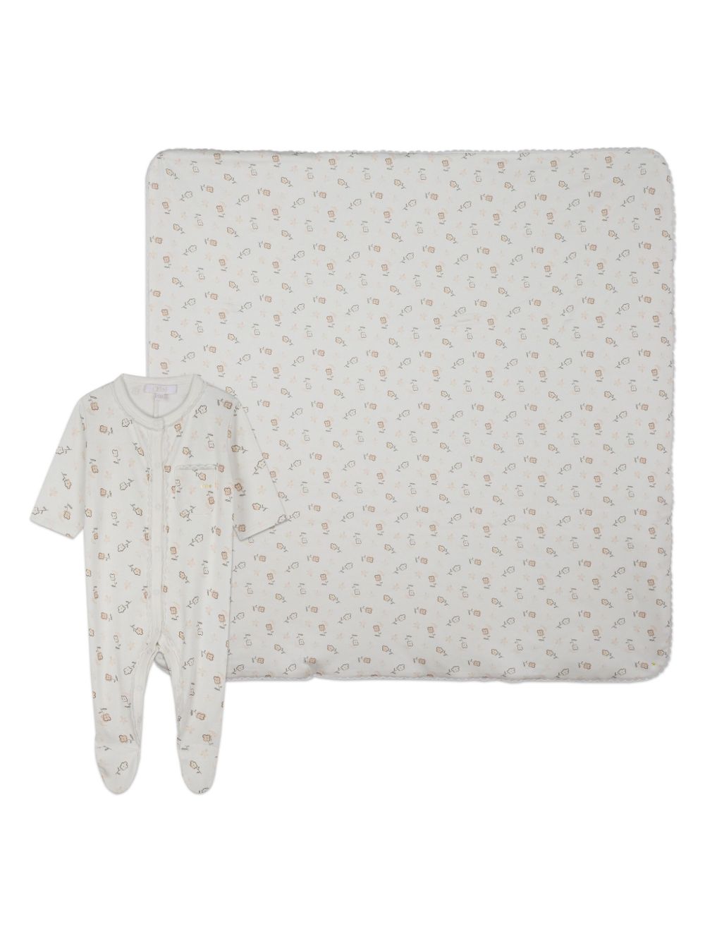 Chloé Kids 棉连体衣礼品套装 - 白色