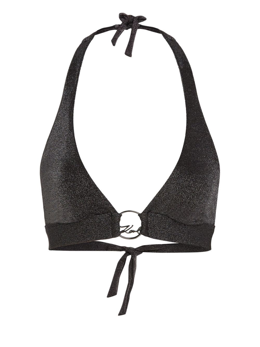 Karl Lagerfeld logo细节比基尼套装 - 黑色
