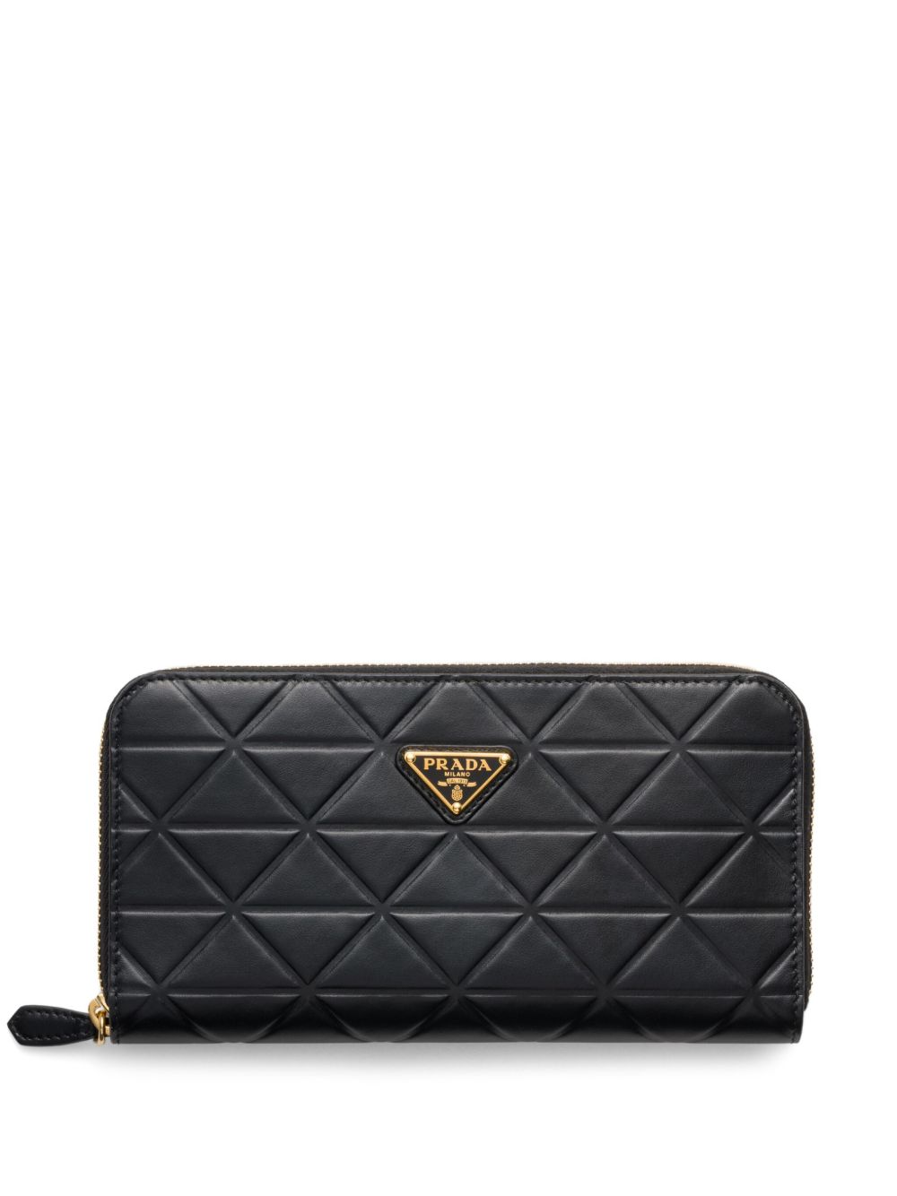 Prada 三角形图案皮质大号钱包 - 黑色