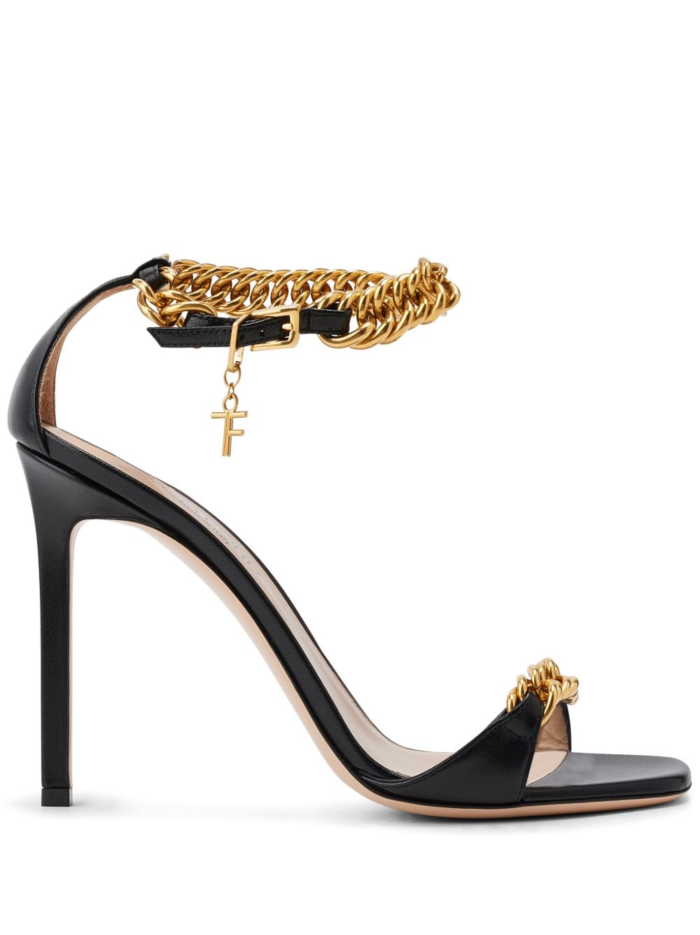 TOM FORD Zenith 高跟搭链凉鞋 - 黑色