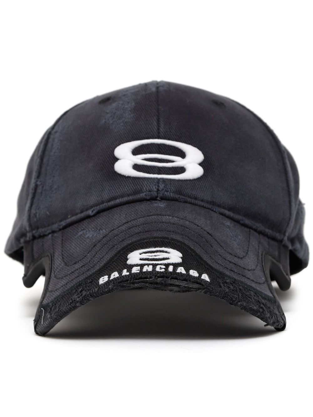 Balenciaga logo刺绣棉棒球帽 - 黑色