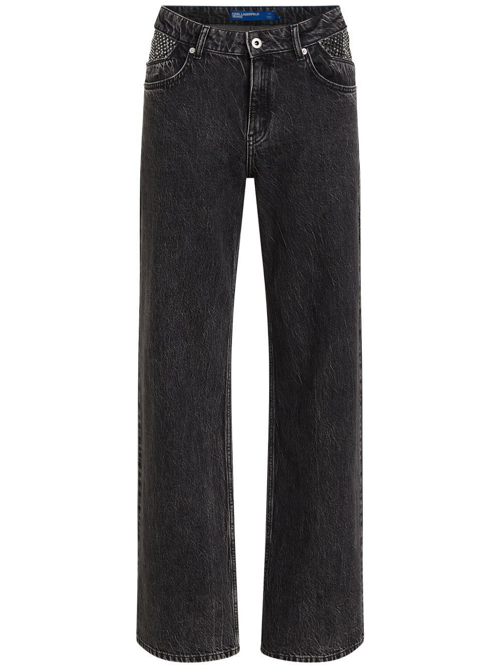 Karl Lagerfeld Jeans 搭链拼接直筒牛仔裤 - 灰色