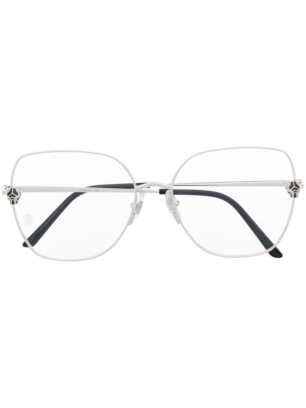 Cartier Eyewear 经典黑豹超大款眼镜 - 银色