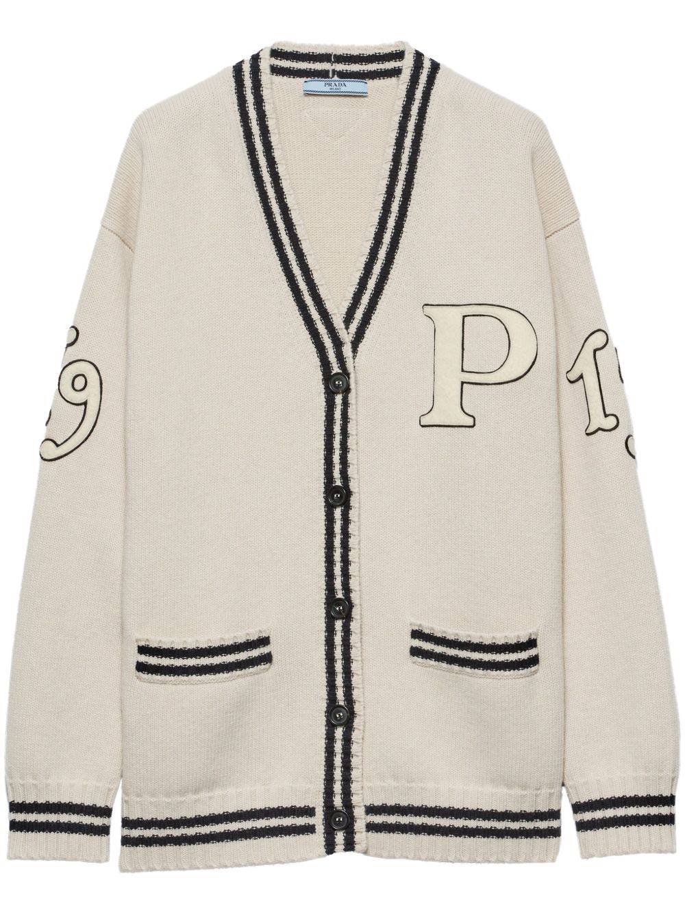 Prada 标贴开衫 - 中性色