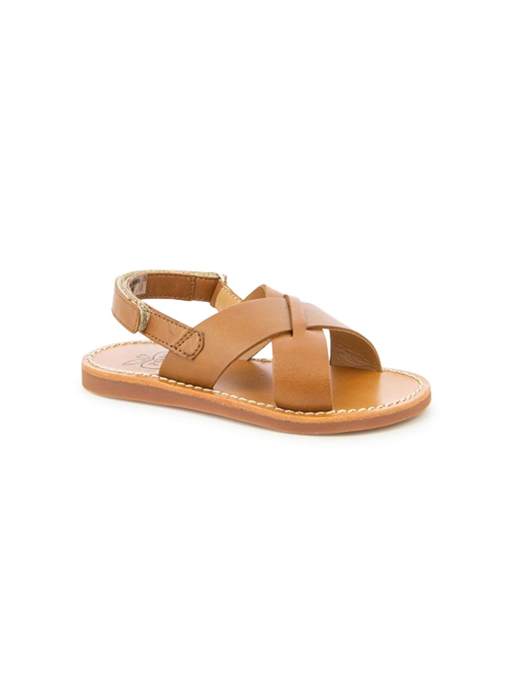 Pom D'api Plage-Stitch Cross 皮质凉鞋 - 褐色