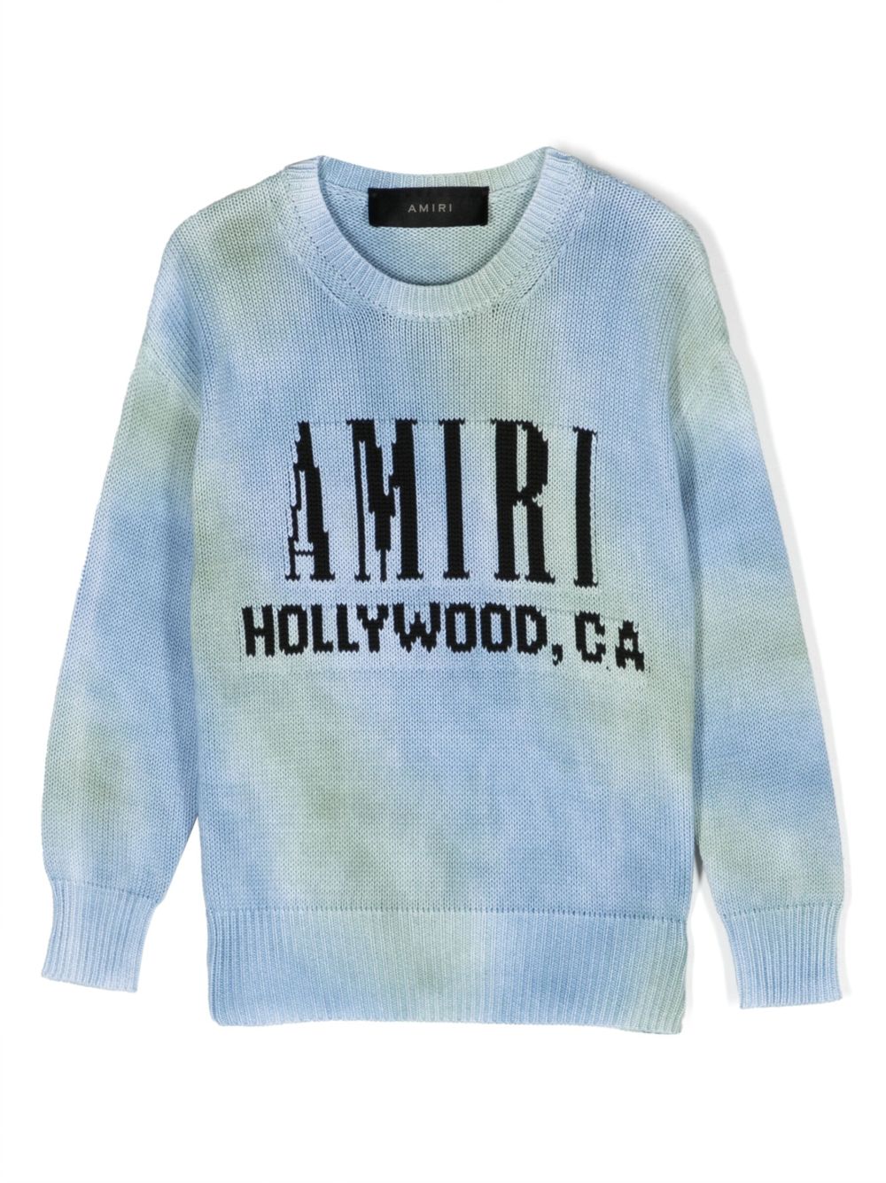 AMIRI KIDS logo嵌花扎染针织毛衣 - 蓝色