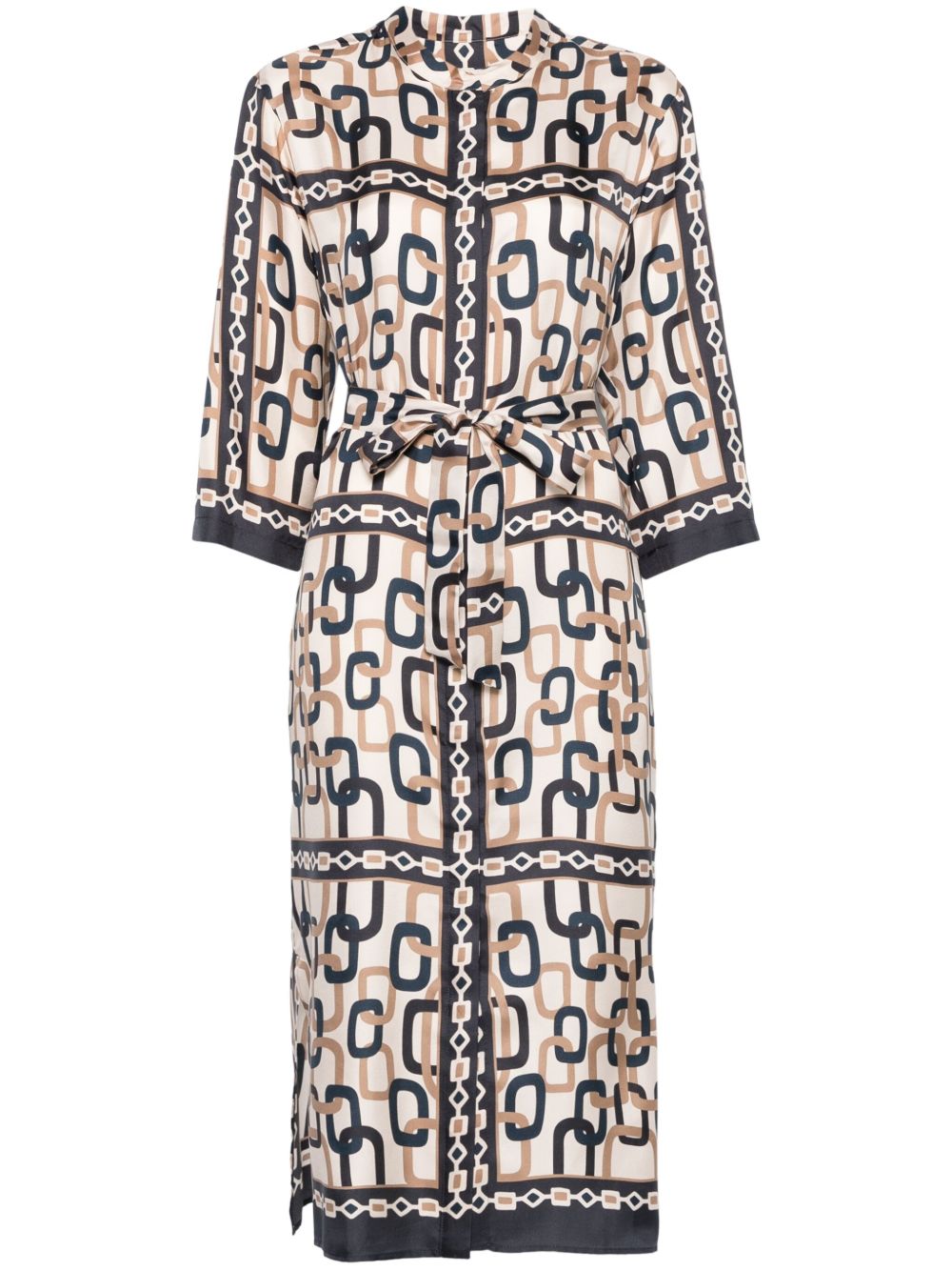'S Max Mara 搭链印花中长连衣裙 - 蓝色