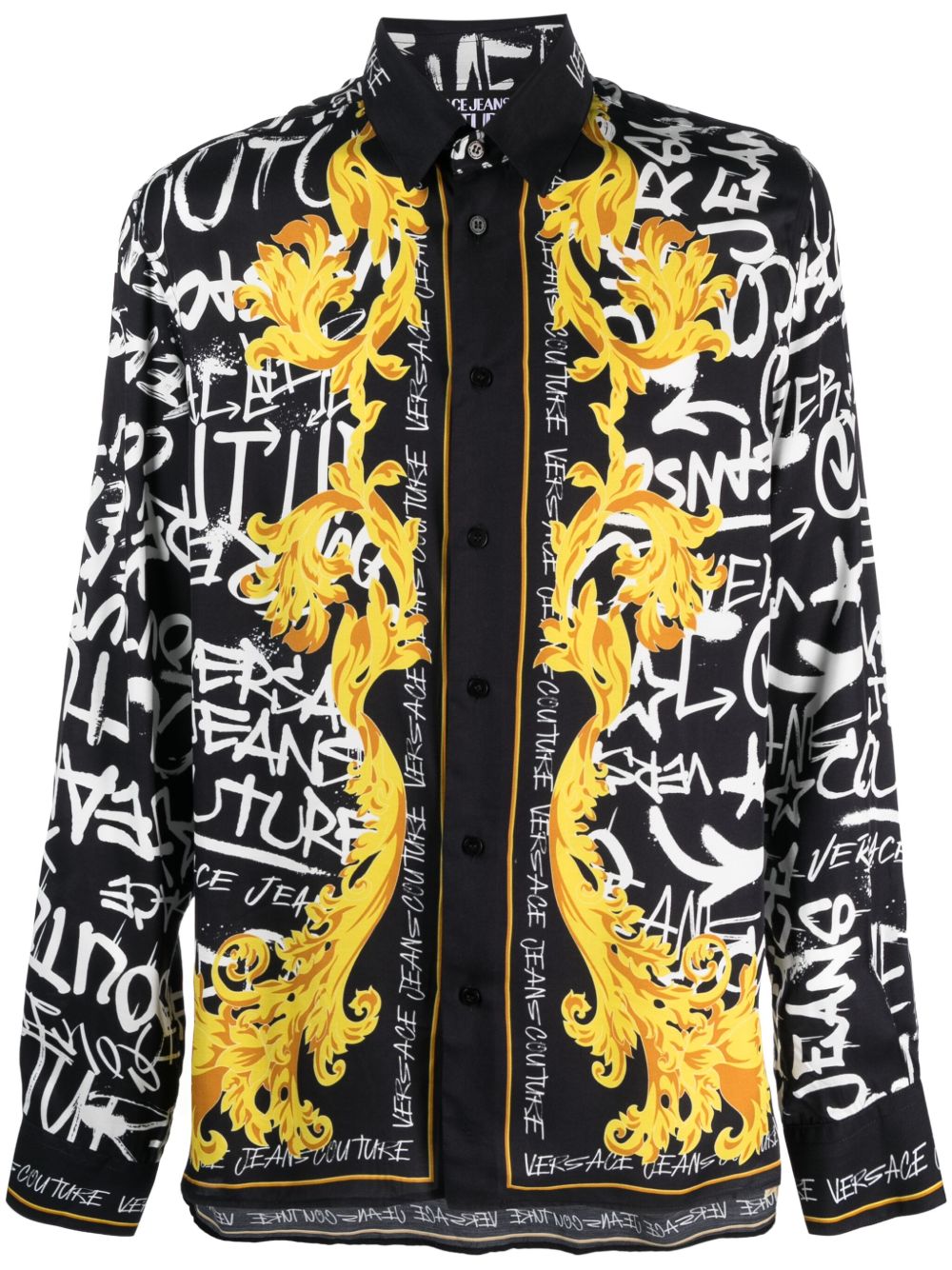 Versace Jeans Couture logo印花长袖衬衫 - 黑色