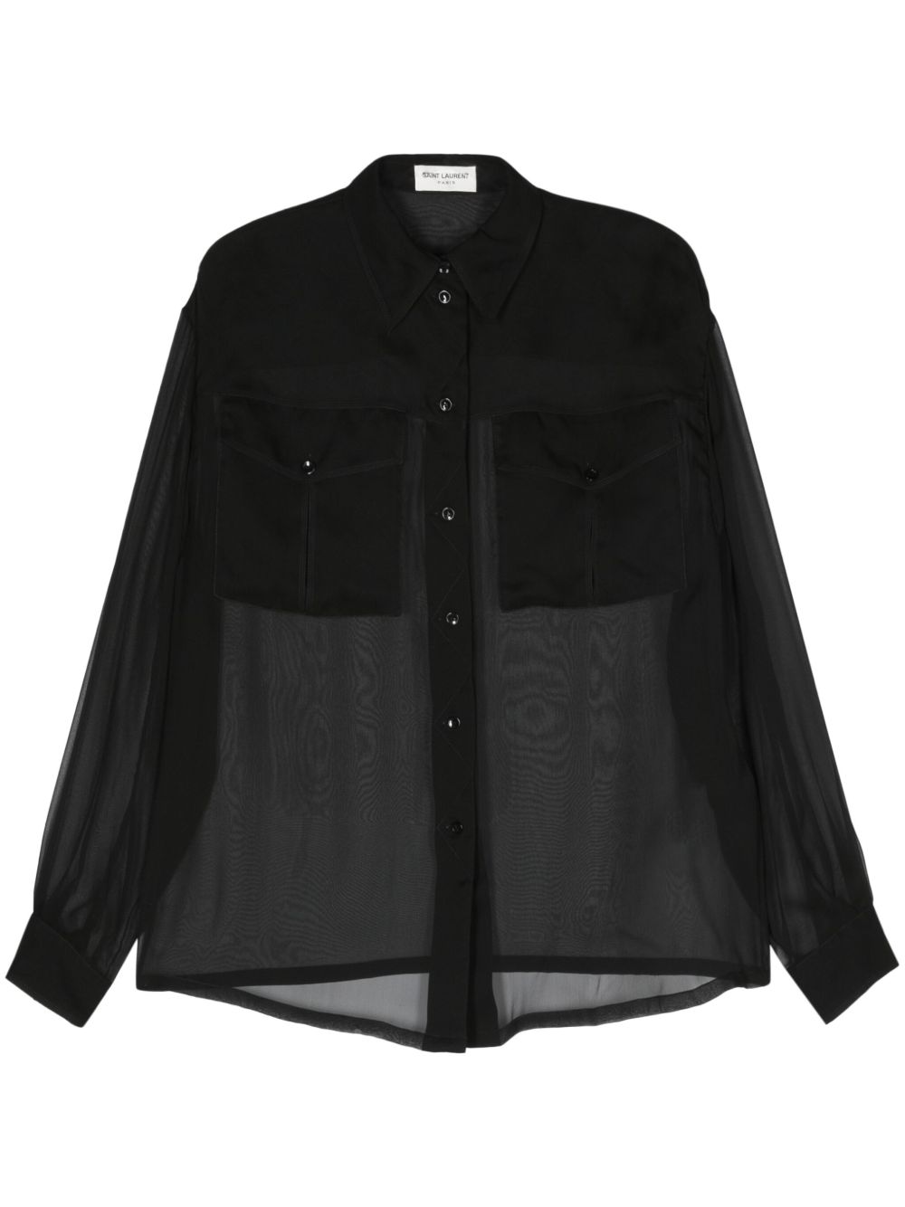 Saint Laurent 半透明真丝衬衫 - 黑色