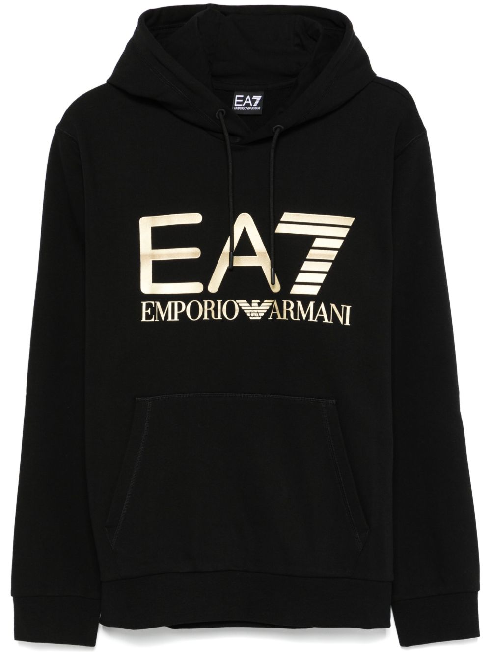 Ea7 Emporio Armani logo印花连帽衫 - 黑色