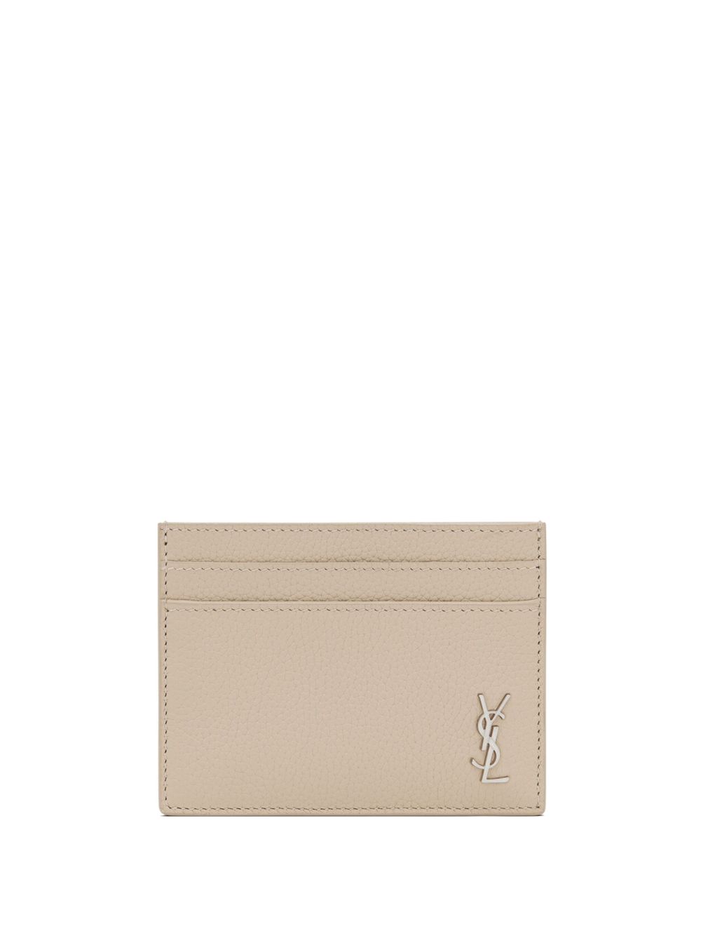 Saint Laurent Tiny Cassandre 粒面皮质卡夹 - 中性色