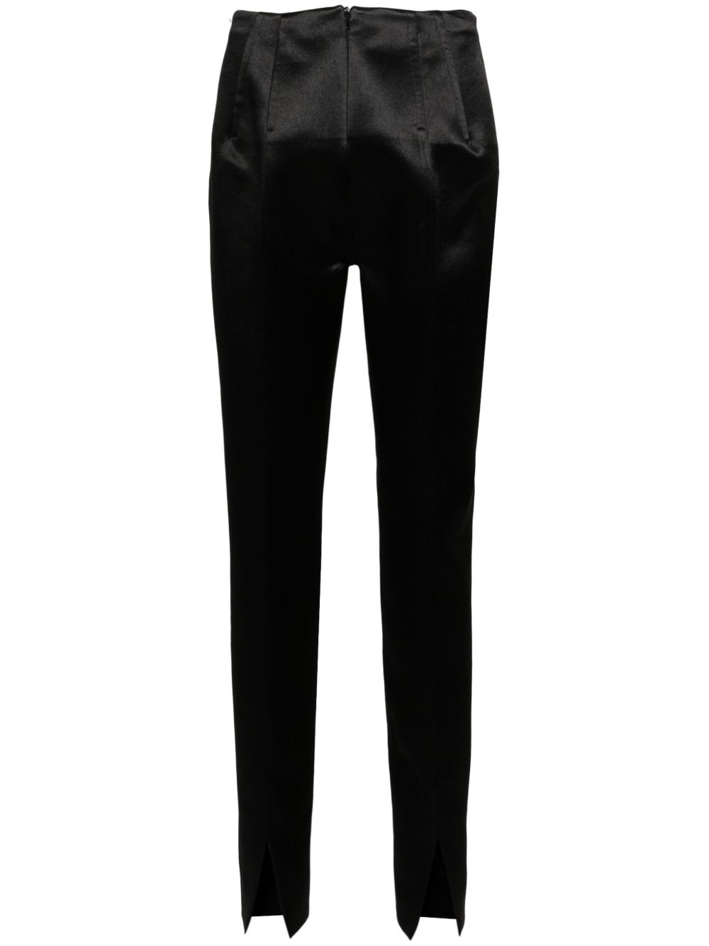 Sportmax 缎面编织低腰长裤 - 黑色