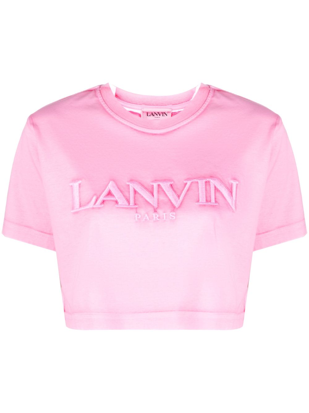 Lanvin logo刺绣短款T恤 - 粉色