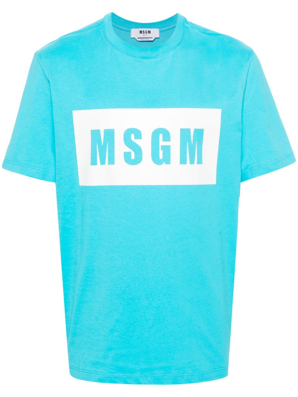 MSGM logo印花棉T恤 - 蓝色