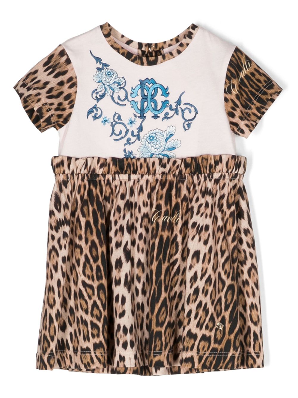 Roberto Cavalli Junior 动物纹棉连衣裙 - 中性色