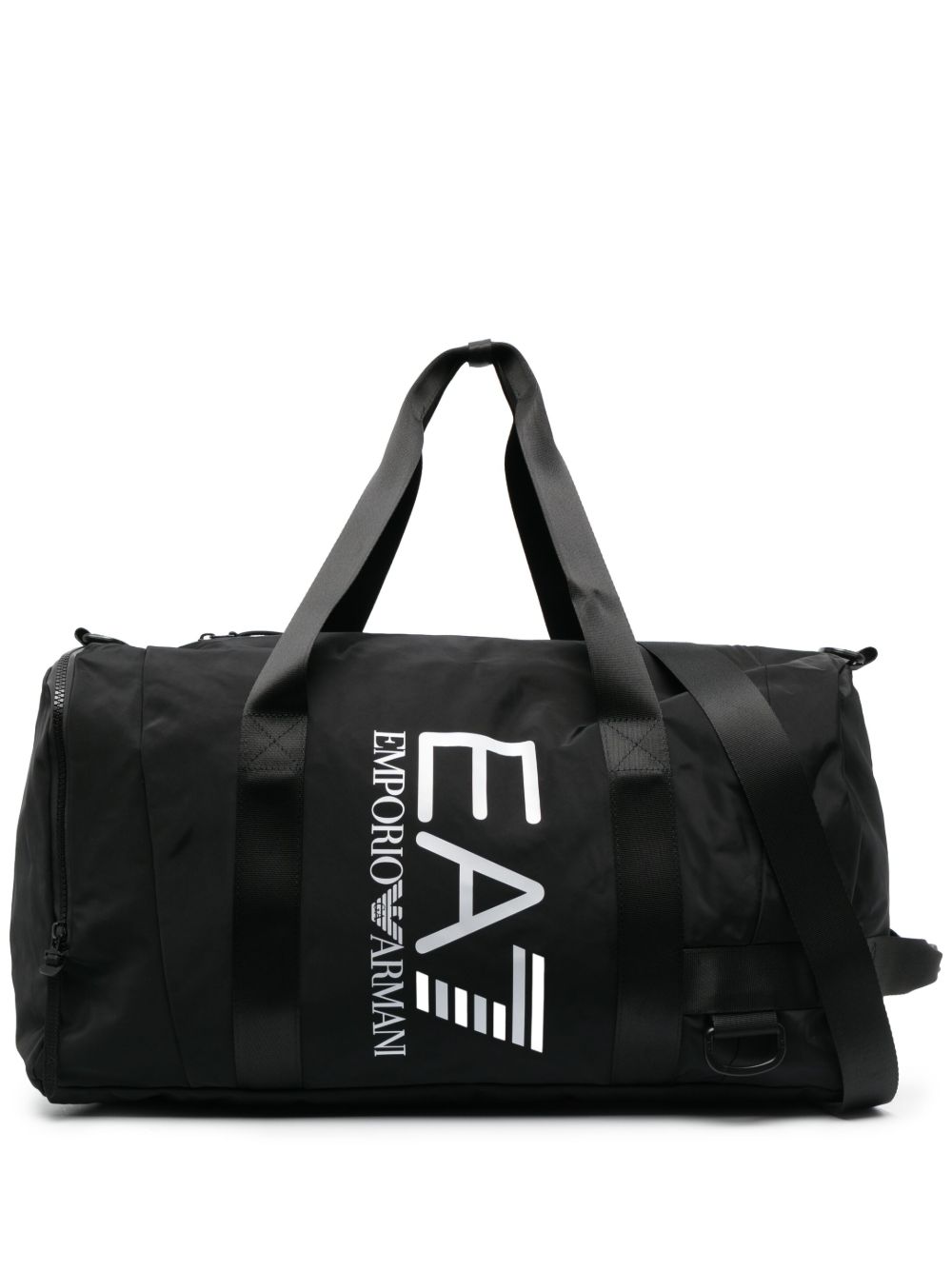 Ea7 Emporio Armani logo印花拉链旅行包 - 黑色