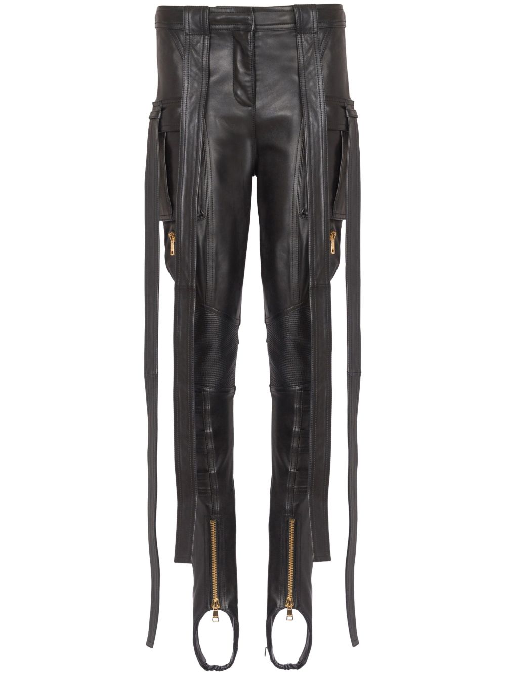 Balmain 皮质工装裤 - 黑色