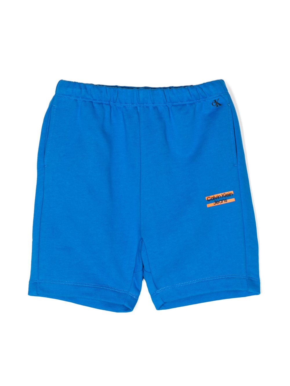 Calvin Klein Kids logo印花棉运动短裤 - 蓝色