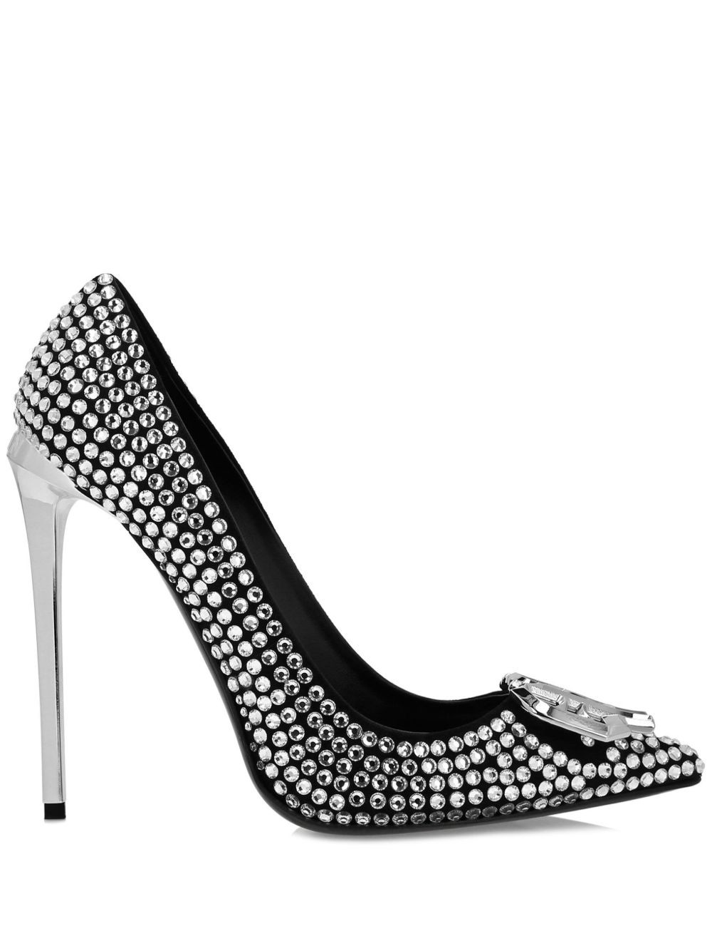 Philipp Plein 水钻缀饰高跟鞋（12厘米） - 黑色