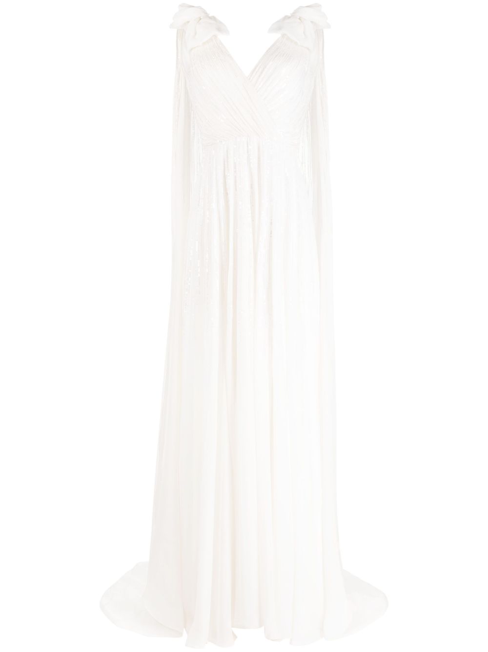 Jenny Packham Alma 褶饰亮片新娘礼服 - 白色