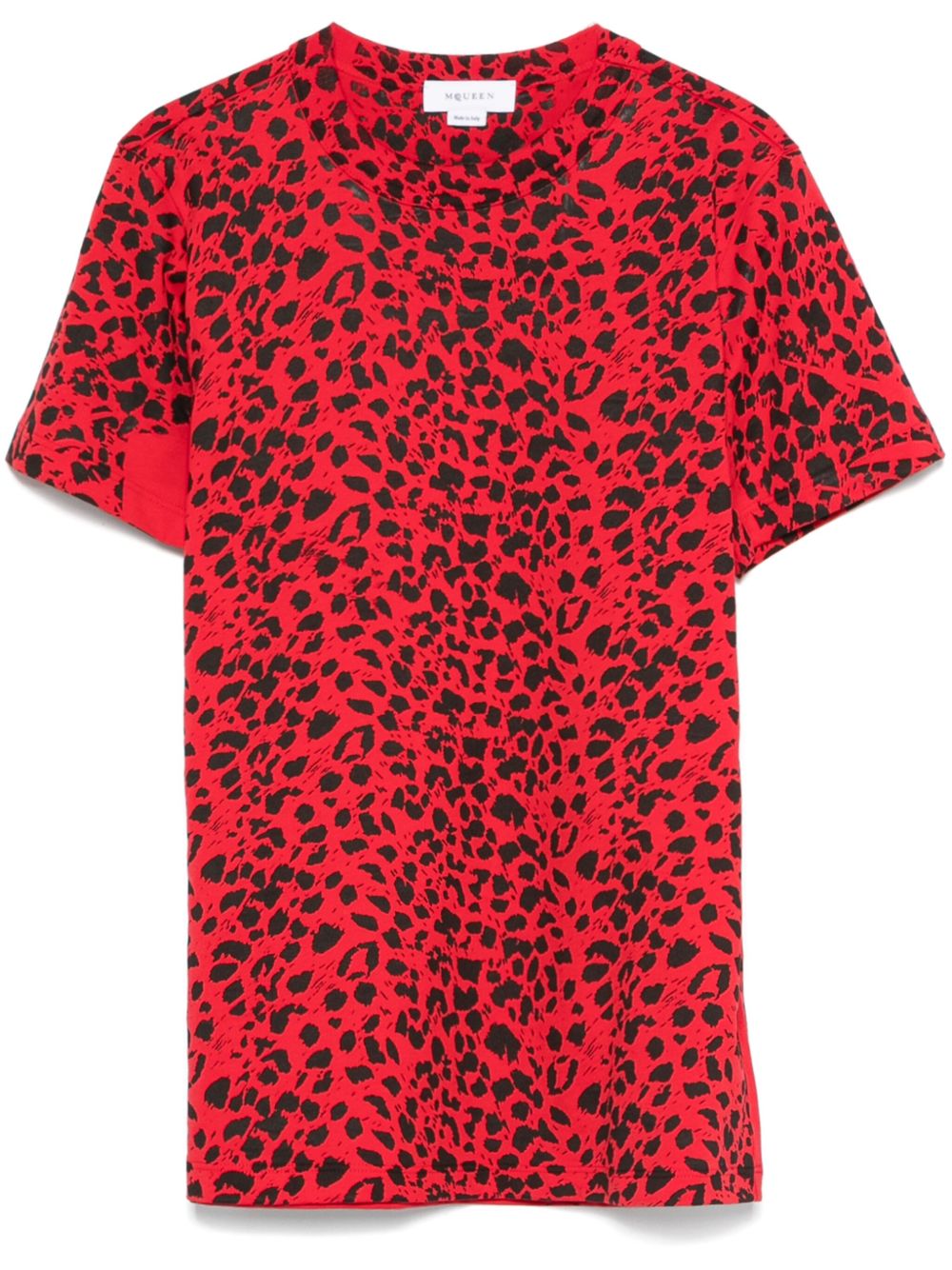Alexander McQueen 豹纹T恤 - 红色