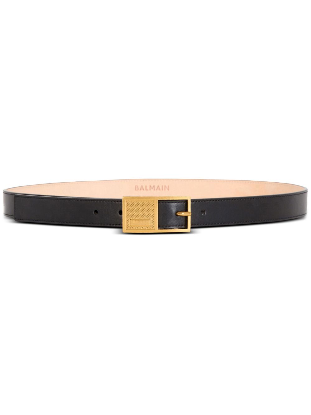 Balmain Thin Signature 皮质腰带 - 黑色