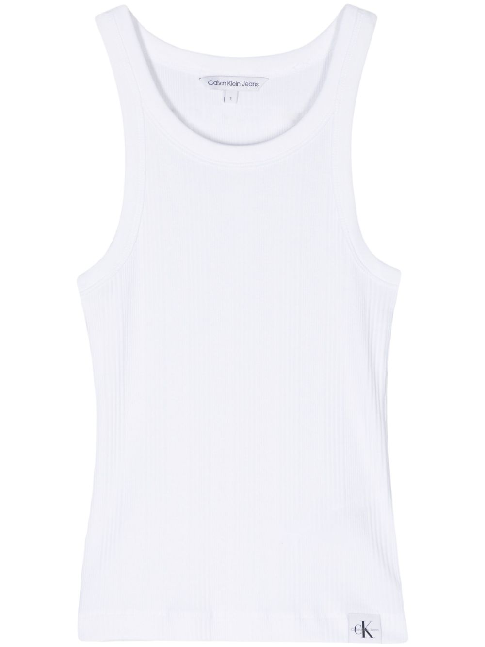 Calvin Klein Jeans 标贴细罗纹坦克背心 - 白色