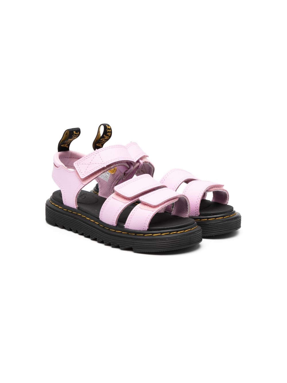 Dr. Martens Kids 魔术贴皮质凉鞋 - 粉色