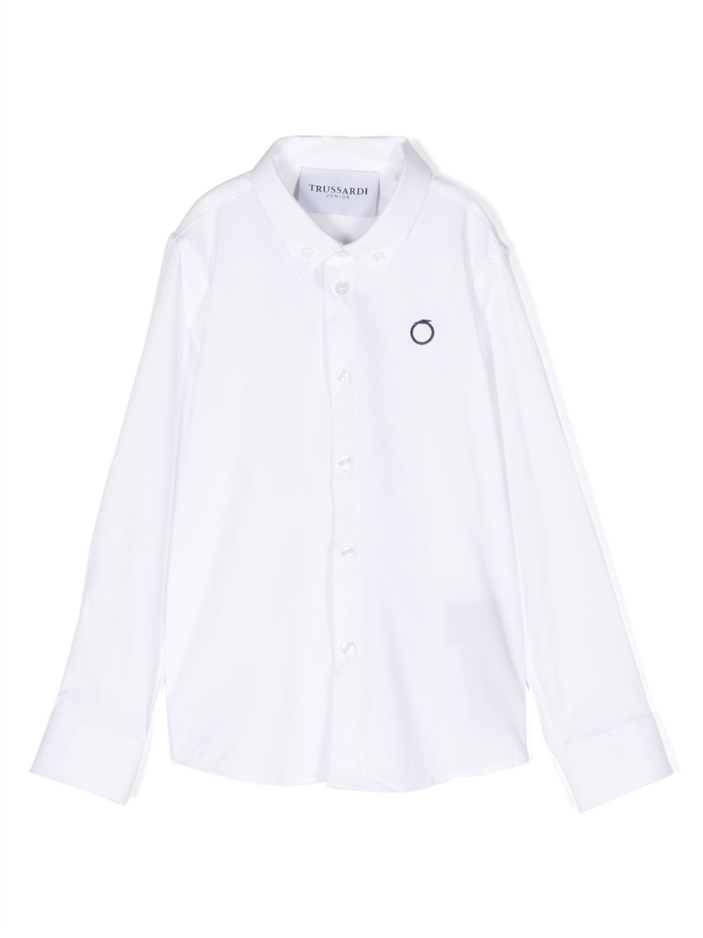 TRUSSARDI JUNIOR logo刺绣排扣衬衫 - 白色