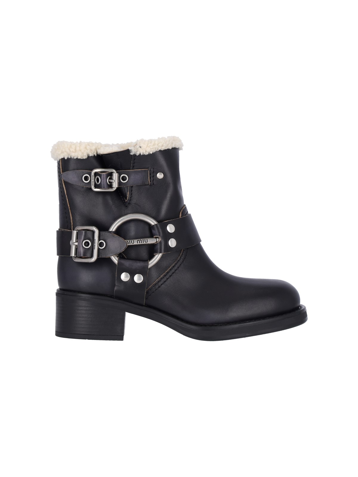 miu miu Shearling Biker Boots
