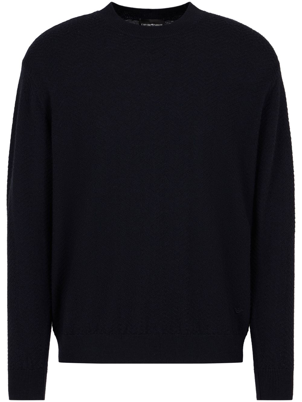 Emporio Armani 人字纹图案针织毛衣 - 蓝色