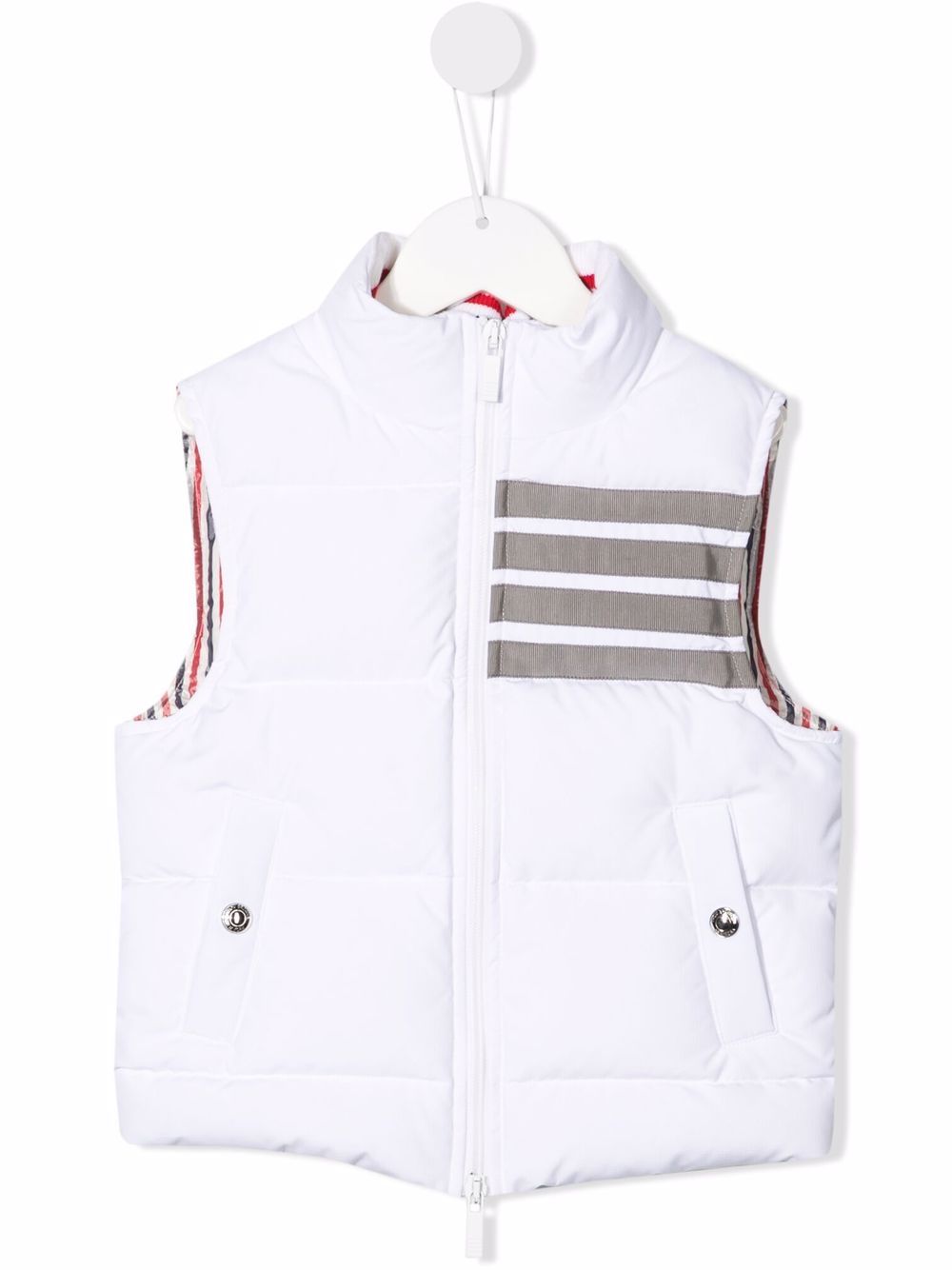 Thom Browne Kids 条纹印花羽绒马甲 - 白色