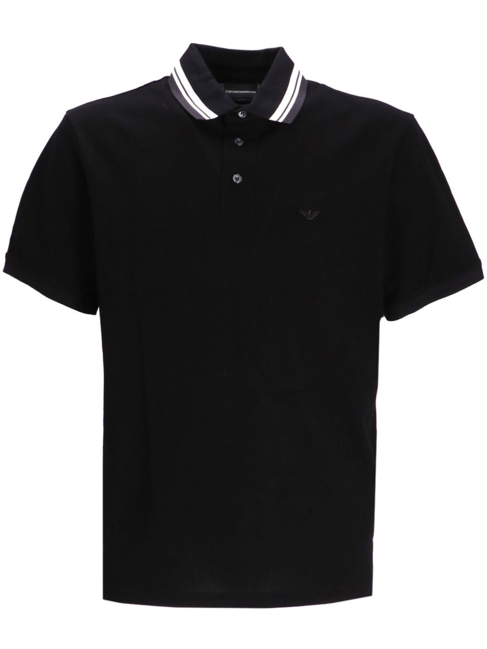 Emporio Armani logo刺绣棉polo衫 - 黑色