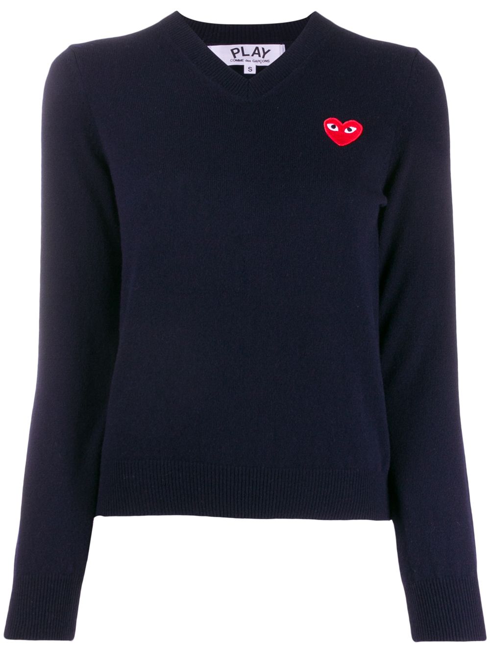 Comme Des Garçons Play 心形刺绣修身毛衣 - 蓝色