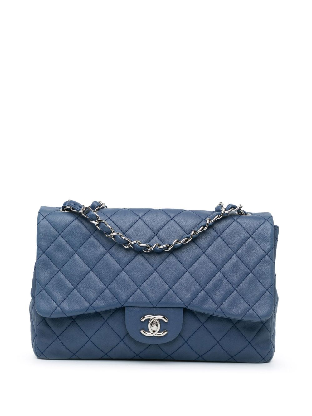 CHANEL Pre-Owned Jumbo Classic Caviar Single Flap 单肩包（2008-2009年典藏款） - 蓝色