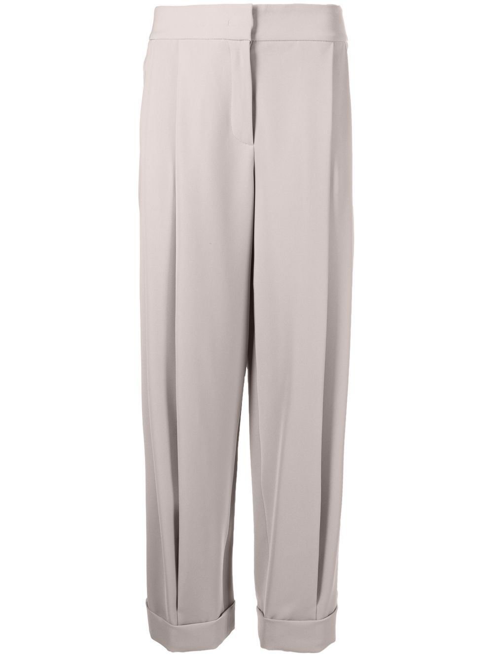 Emporio Armani 褶饰直筒裤 - 中性色