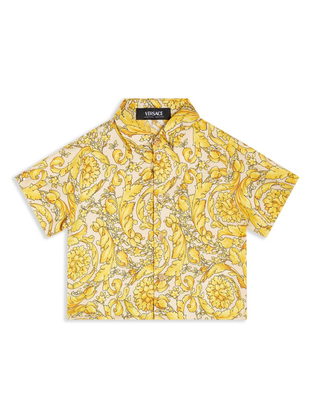 Versace Kids Barocco 印花棉衬衫 - 黄色