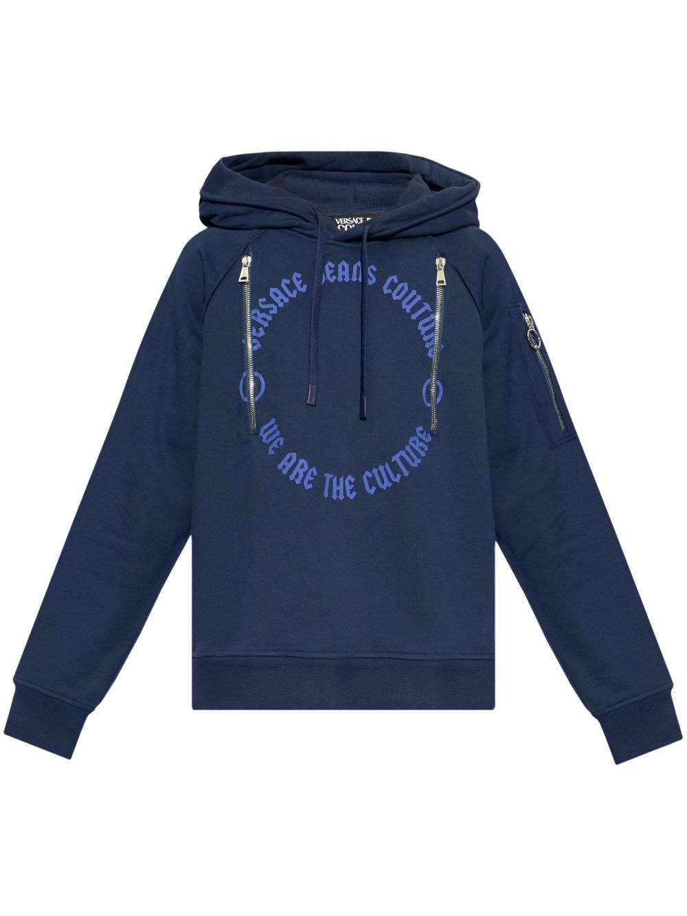 Versace Jeans Couture 拉链口袋连帽衫 - 蓝色