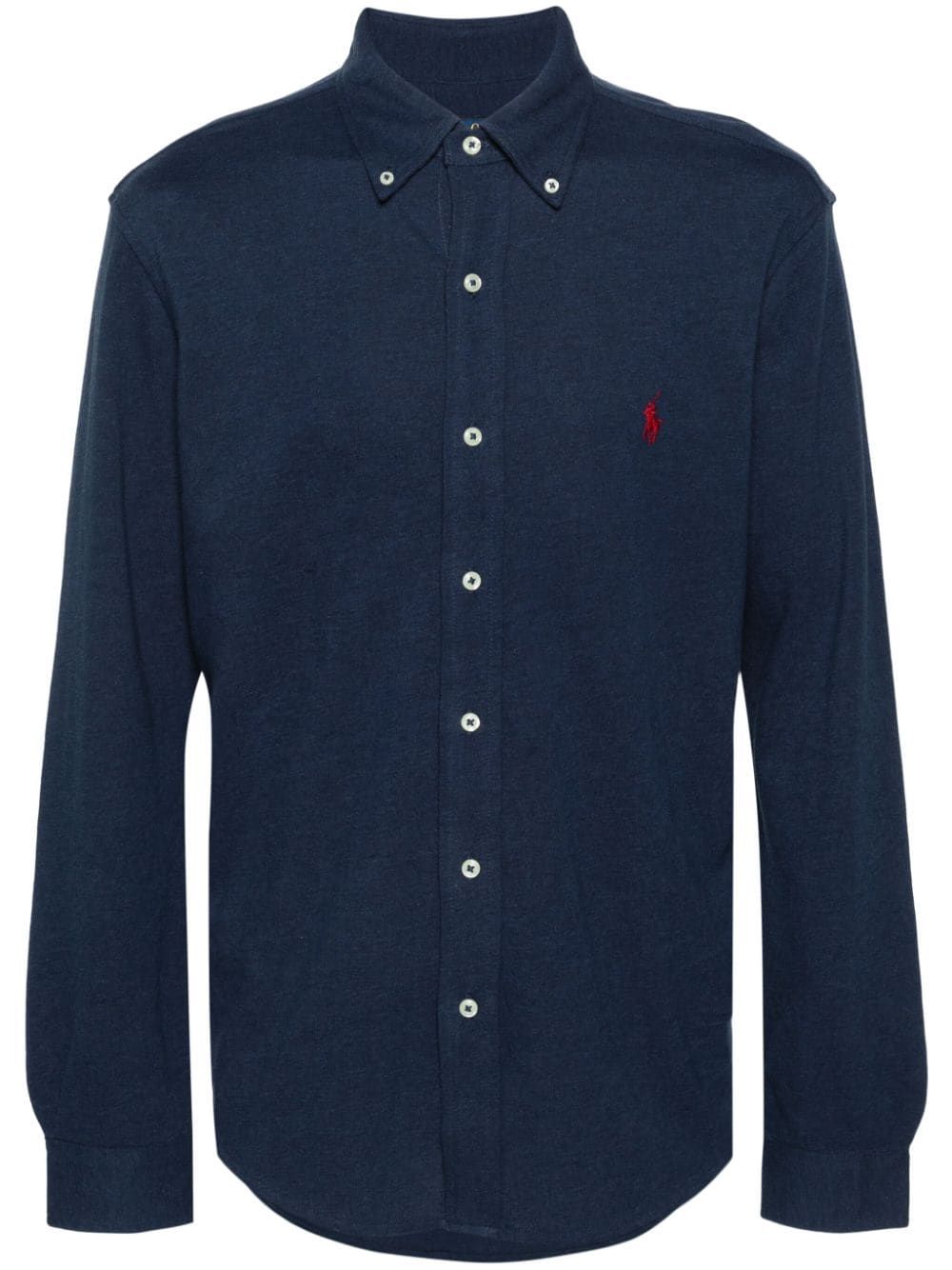 Polo Ralph Lauren logo刺绣排扣衬衫 - 蓝色