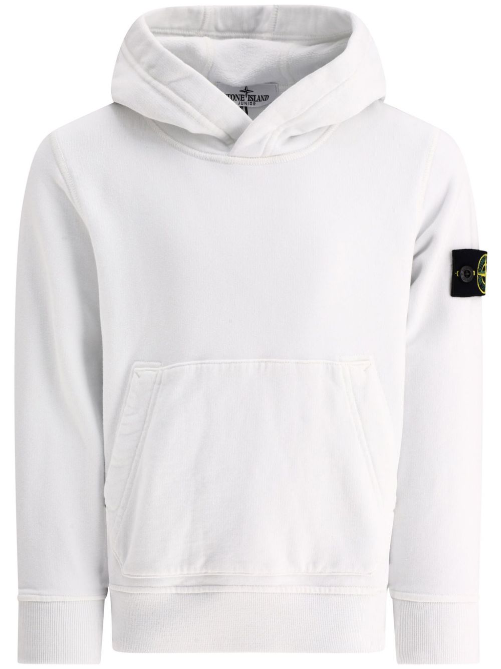 Stone Island Junior 罗盘徽章棉连帽衫 - 白色