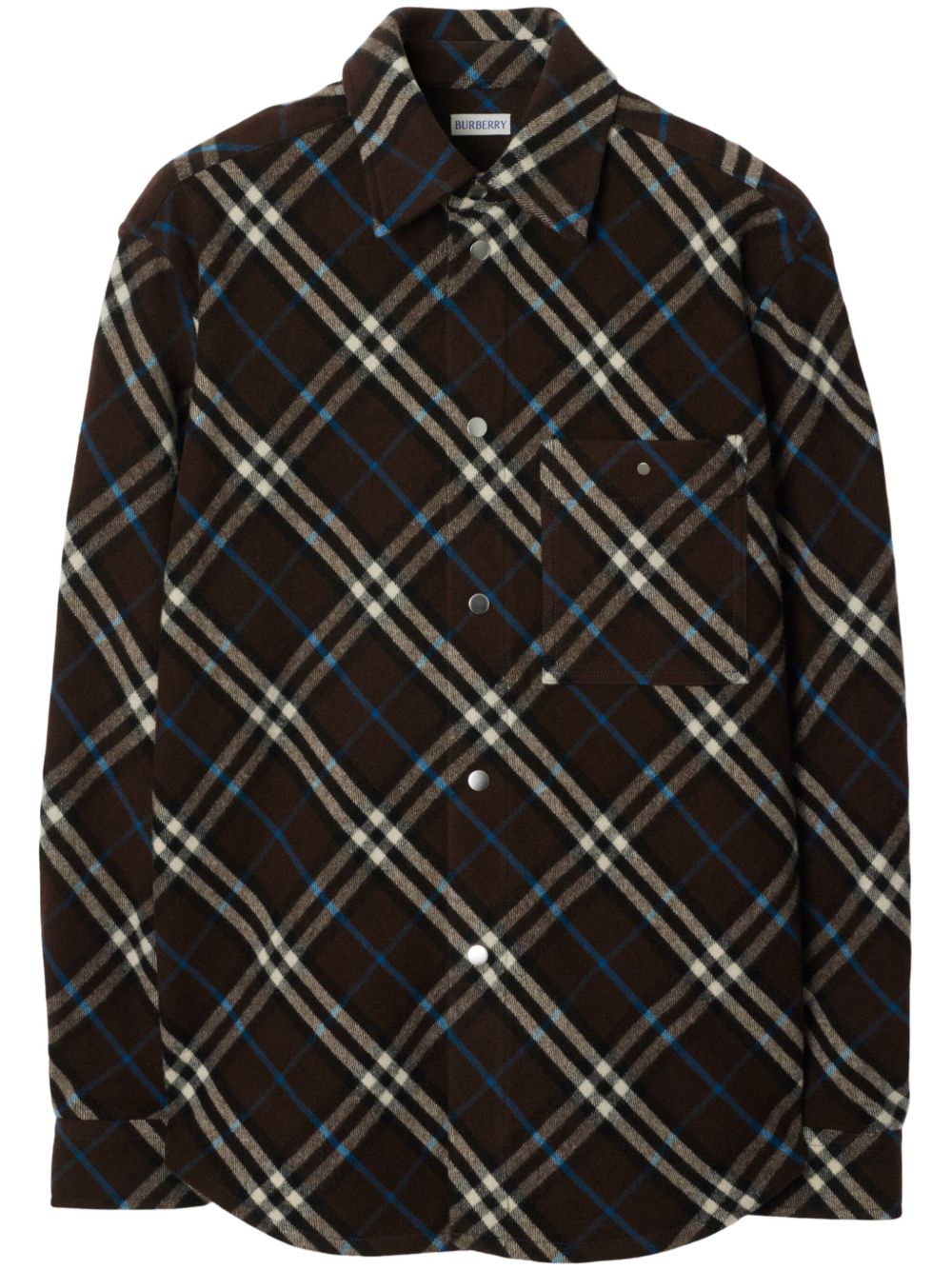 Burberry 格纹羊毛衬衫 - 褐色