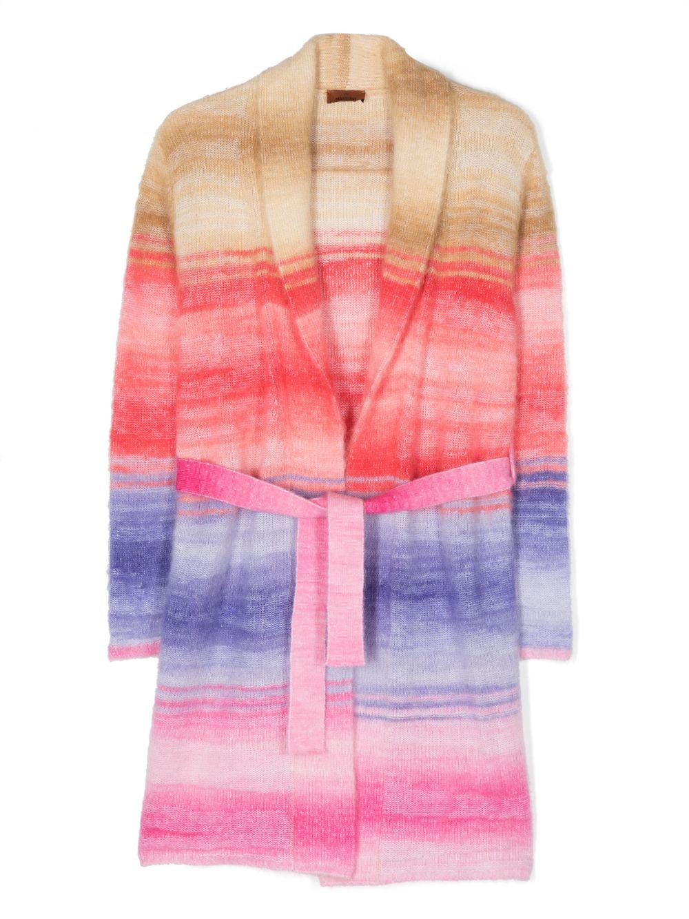 Missoni Kids 束腰条纹图案开衫 - 粉色