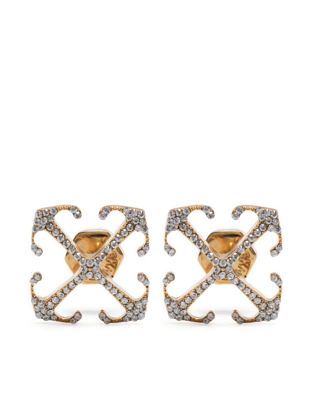 Off-White Mini Arrow 晶饰耳环 - 金色