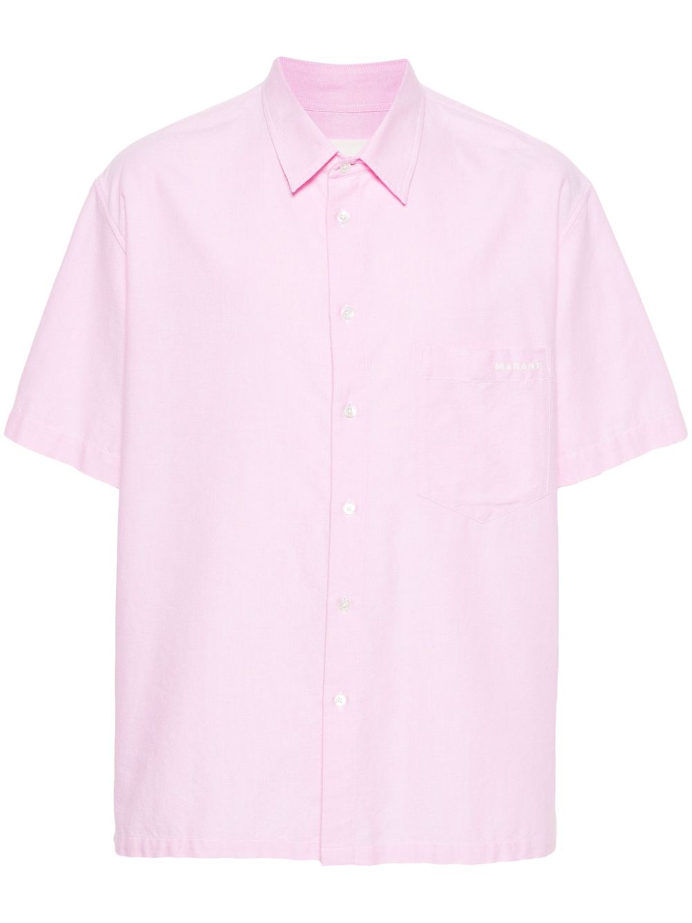 MARANT logo刺绣府绸衬衫 - 粉色